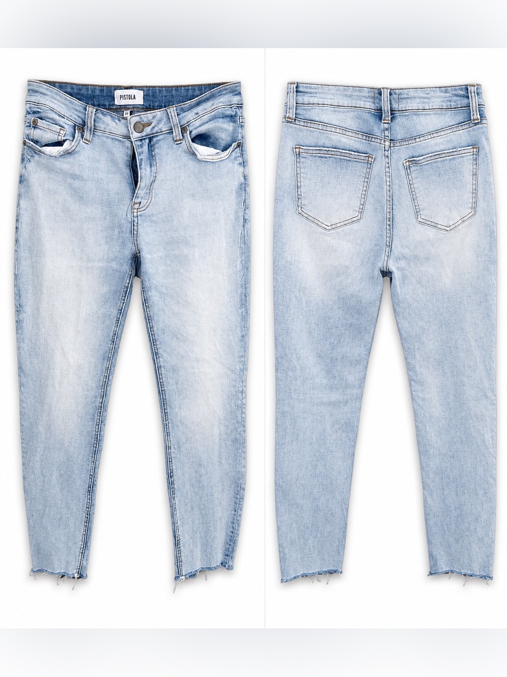 PISTOLA Arielle Skinny Jeans 27 No Pressure Light Wash Raw Hem 👖